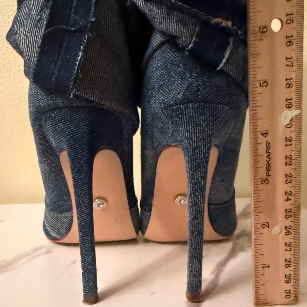 Azalea Wang Reeves Denim Boot Stilettos, Size 7, EUC - Picture 9 of 13